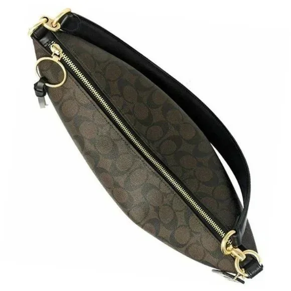 Coach Brown/Black Monogram Skylar Canvas Hobo Bag 👜